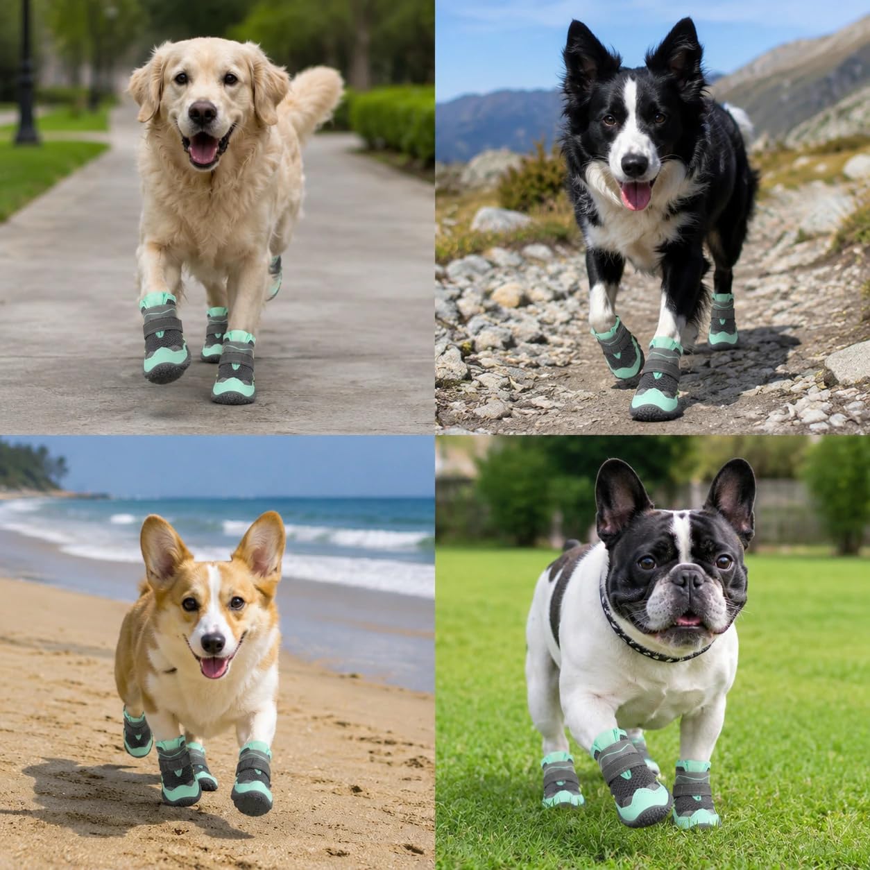 SlowTon Chaussures pour chiens de grande et moyenne taille – Bottes respirantes pour l'été et le trottoir chaud, protection des pattes pour l'extérieur, la marche, l'hiver, la neige – Bottes en