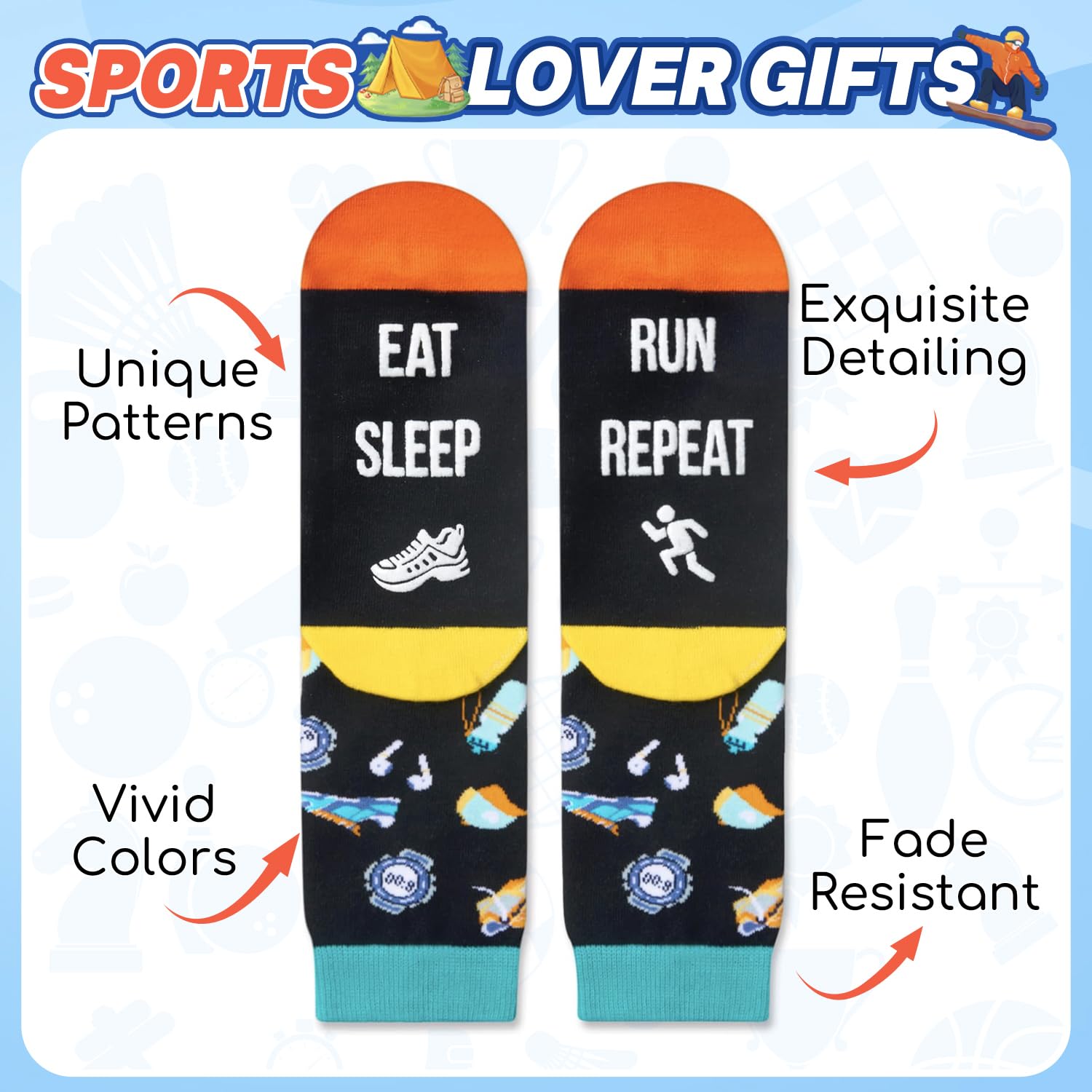 Zmart Sports Gifts for Men Women - Swim Climbing Yoga Gym Socks for Runner Skateboarder