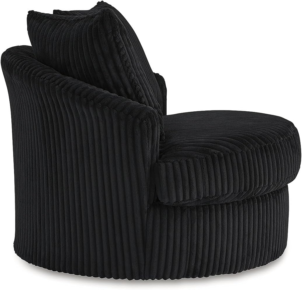 Signature Design by Ashley Gramwell Casual Swivel Accent Chair with Loose Seat Cushion, Black