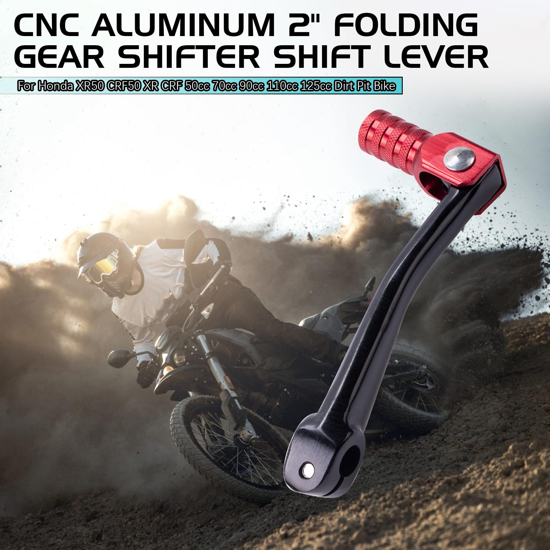 Qiilu Levier De Vitesse Pliable CNC Alliage Aluminium - Pour Dirt Bike, Pit Bike, Moto 4 Temps 50cc-125cc (Noir)