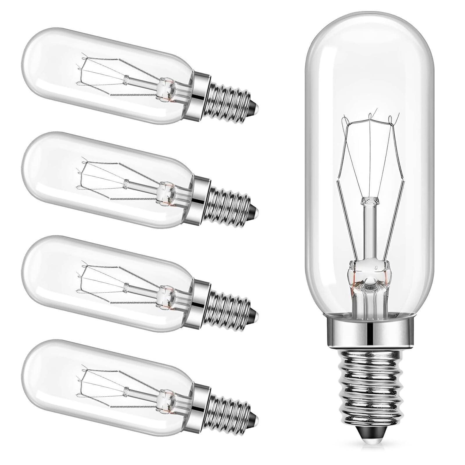 5 Pack Cooker Hood Bulbs 40W E14 SES T25, Dimmable Extractor Fan Bulb 220-240V, Warm White 2700K Oven Light Bulb, Small Screw Appliance Lamp for Hob Extractor, Fridge, Freezer, Sewing Machine