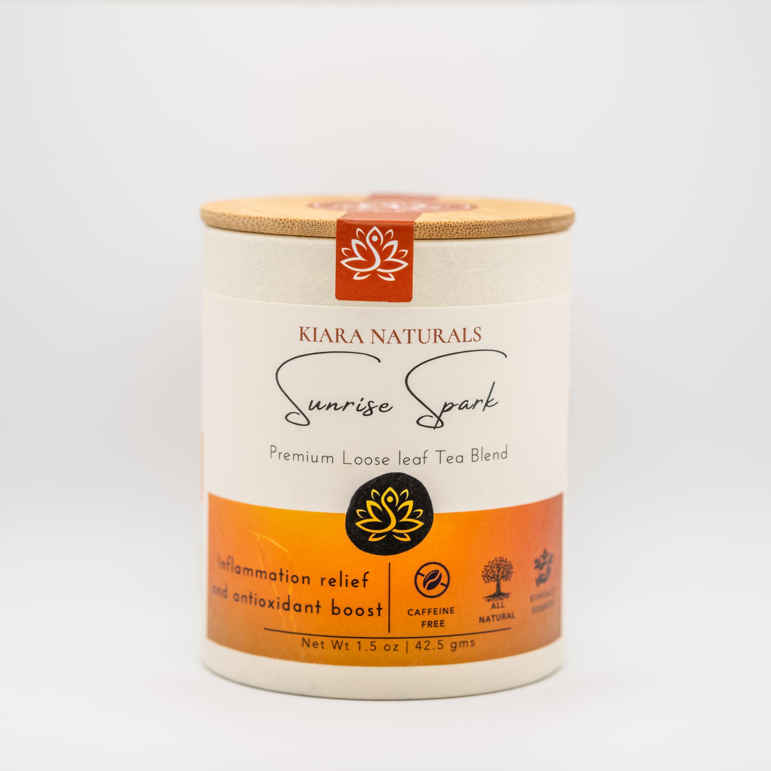 Kiara Naturals Loose Leaf Herbal Tea, Sunrise Spark - Vibrant Yellow, Caffeine-Free, 1 Bag, Rooibos & White Apple, Plant-Based, Daily Relaxation &