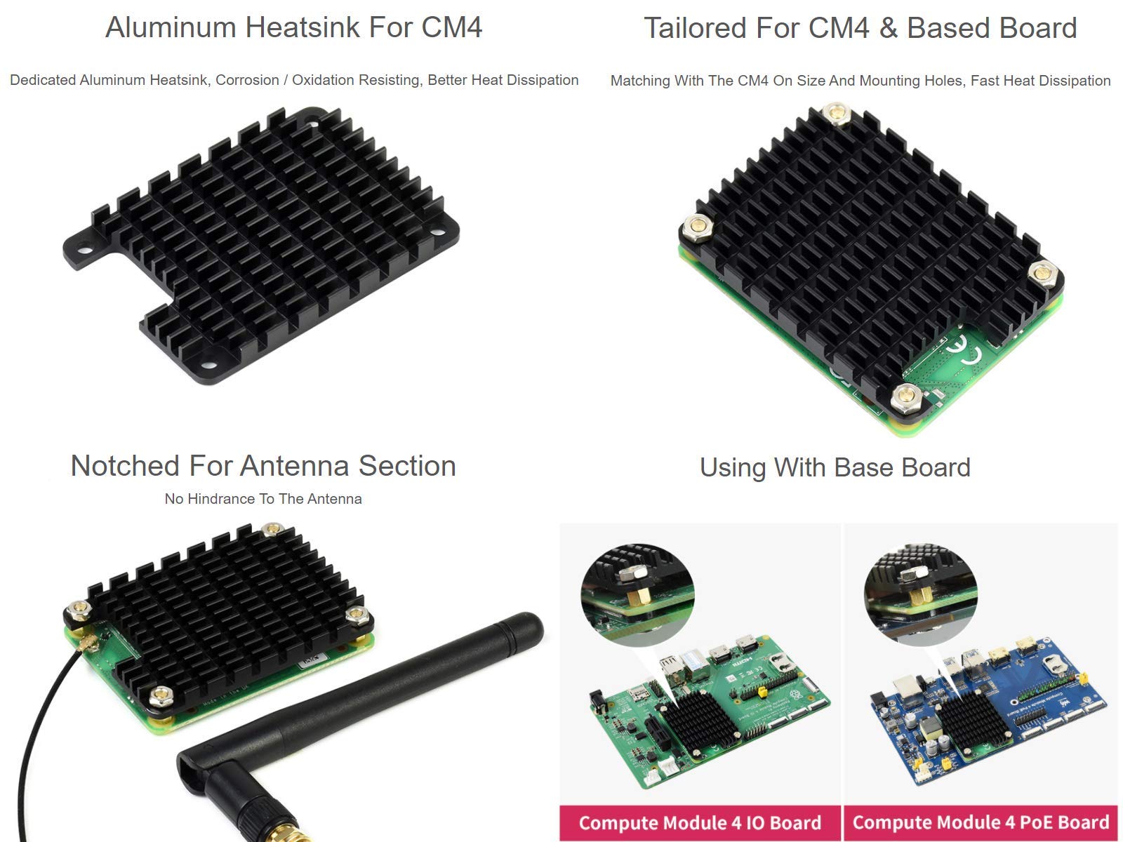 Disipador de calor de aleación de aluminio compatible con Raspberry Pi Módulo de cómputo 4 CM4 Placa base CM4, resistente a la corrosión/oxidación, mejor disipación de calor 5