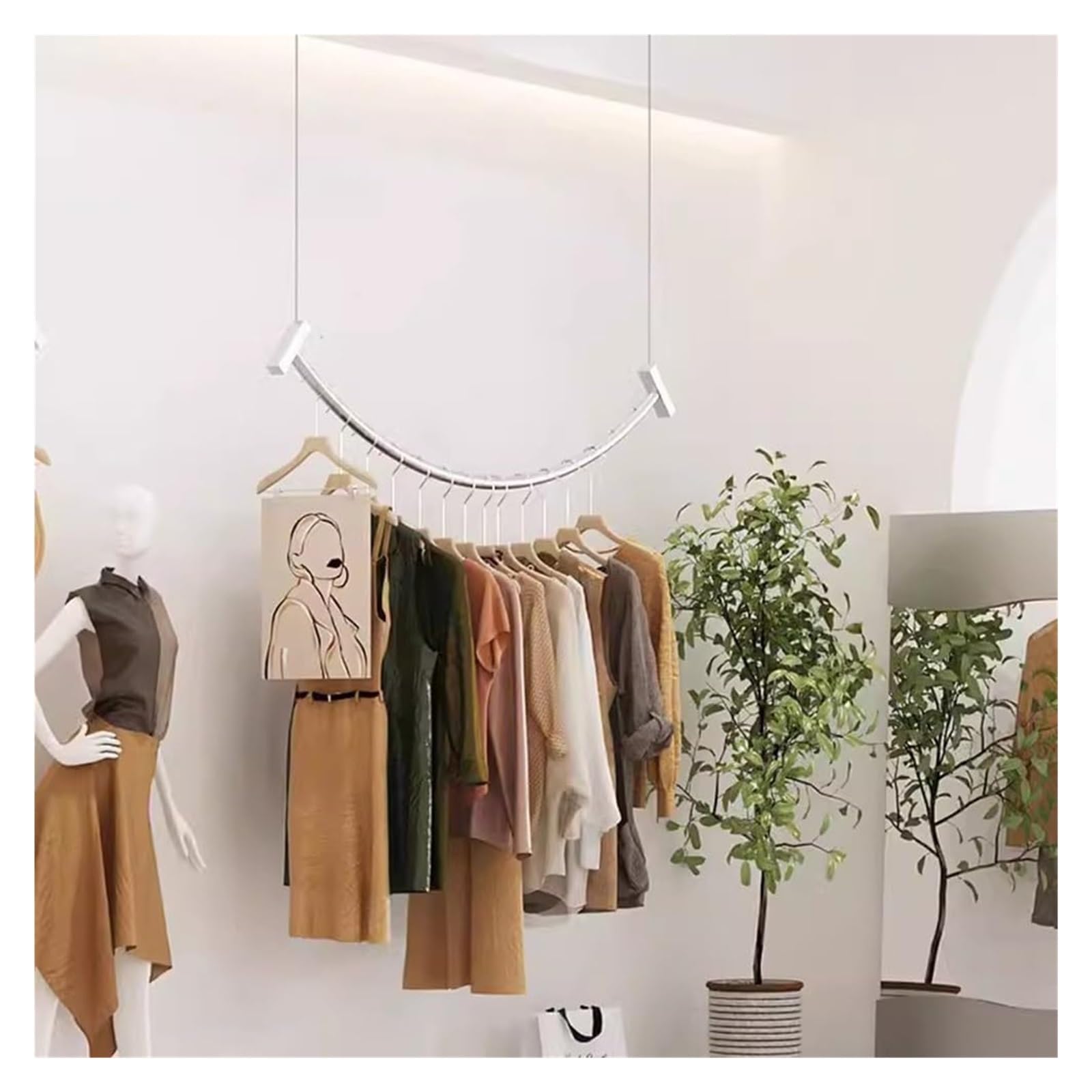 Support de présentation de magasin de vêtements réglable en hauteur pour dressing