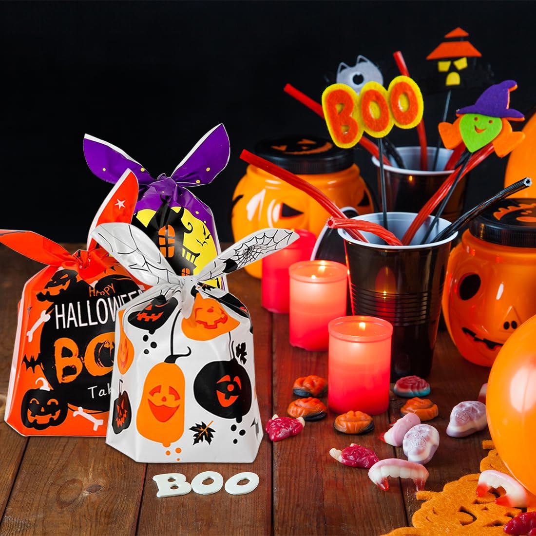 Sachet Bonbon Halloween, 50 Pièces Sac Halloween, Sacs Cadeaux Oreilles