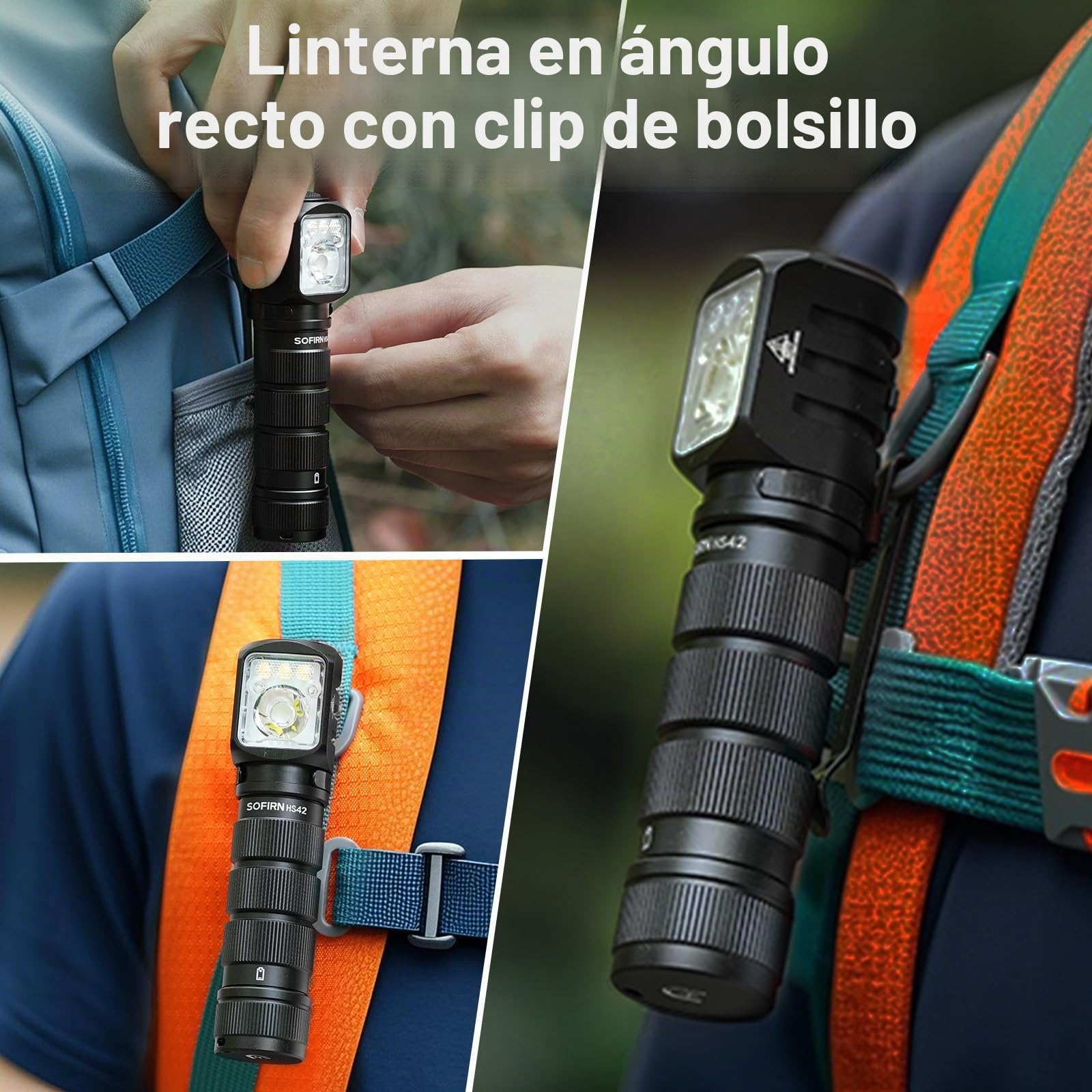 Sofirn HS42 faro 2000 lúmenes, faros para adultos recargable, linterna de luz roja rectangular, linterna con base magnética, linterna LED para camping, IP66 impermeable