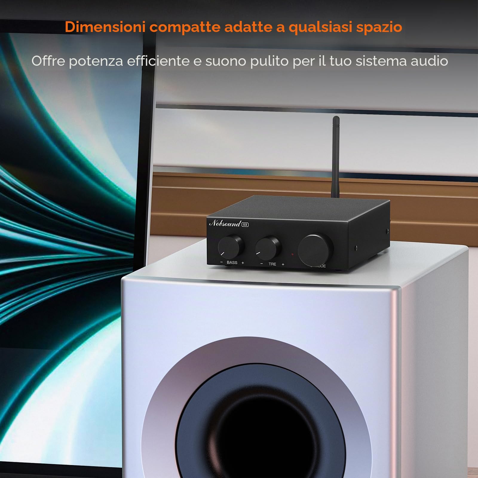 Nobsound Amplificatore stereo Bluetooth 5.0: Mini Audio 2.0 Canale Amplificatore integrato con regolatore di altezza dei bassi, per altoparlante domestico 50W x2 TPA3116