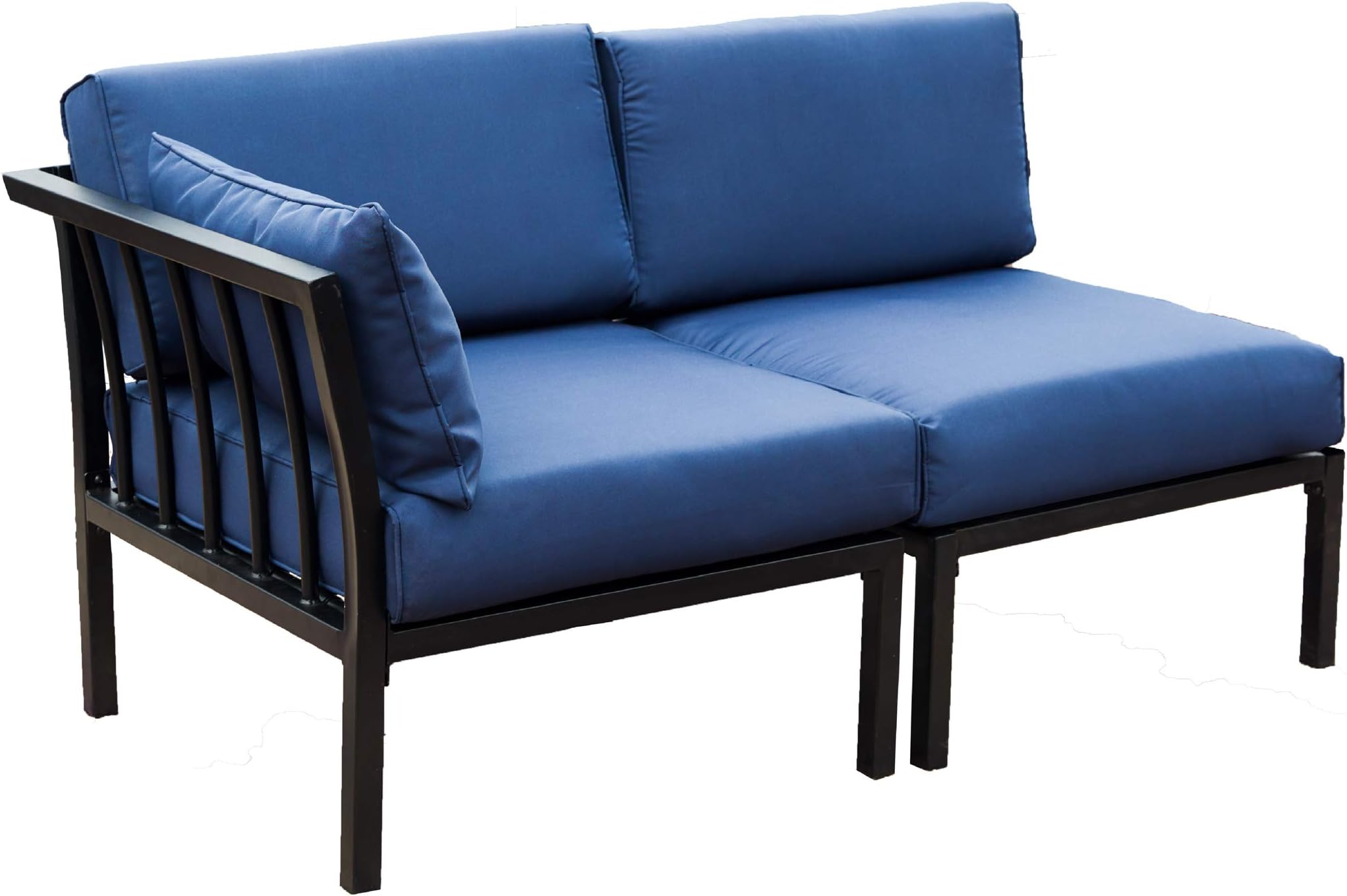 LOKATSE HOME 2 Piece Corner & Armless Sofa Outdoor Furniture Sectional Couch Set Patio Loveseat