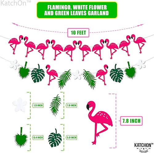 Miniatura 7 de KatchOn, Centros de mesa grandes de piña para mesa, 12 pulgadas, paquete de 6 con guirnalda de flamencos de fieltro grande de 10 pies, 2 cuerdas, no