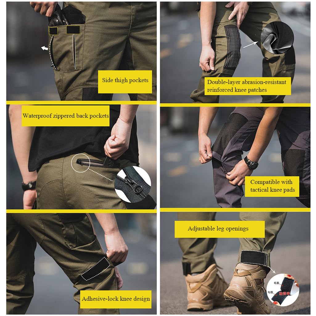 Pantaloni Tattici da Uomo, Pantaloni Dritti Multitasche, Pantaloni Cargo da Escursionismo E Caccia