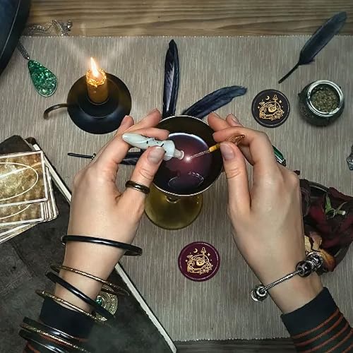 Miniatura 4 de CRASPIRE Sello de cera de hongo de hueso de animal de cobre, 1.181 in, retro, desmontable, cabeza de sello de latón con mango de madera para boda,