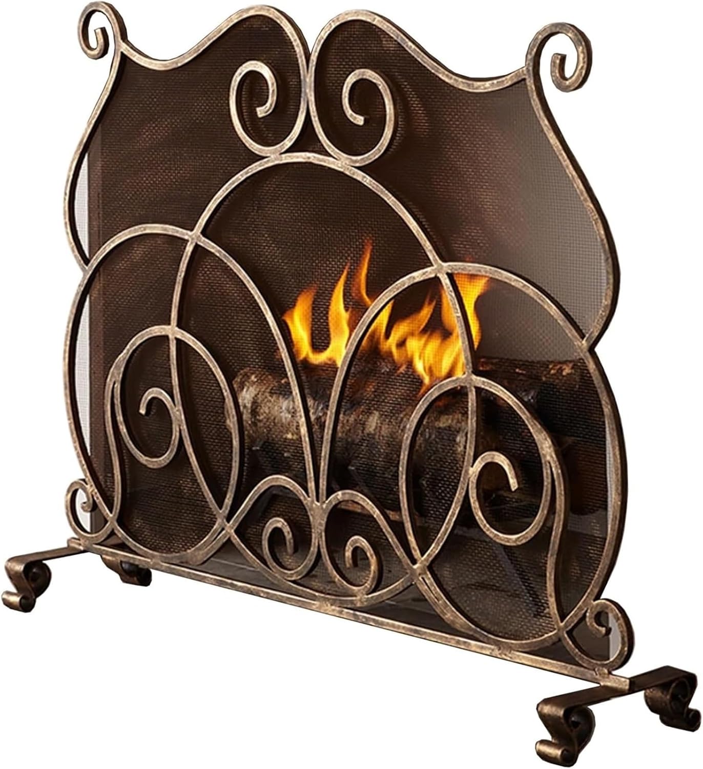 Antique Decorative Fireplace Screen Cover - Indoor Fire Guard with Protective Mesh for Enhanced Safety and Style