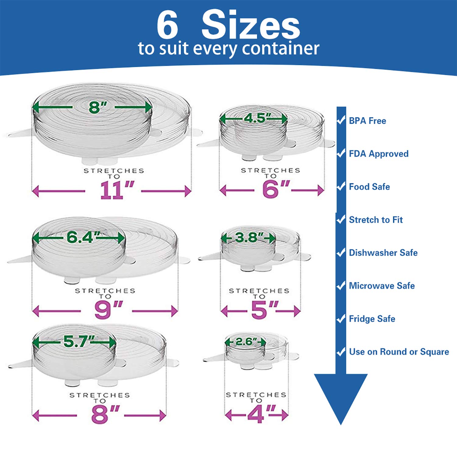 Silicone Stretch Lids,Durable & Eco-Friendly Elastic Lids — Amazon image 2