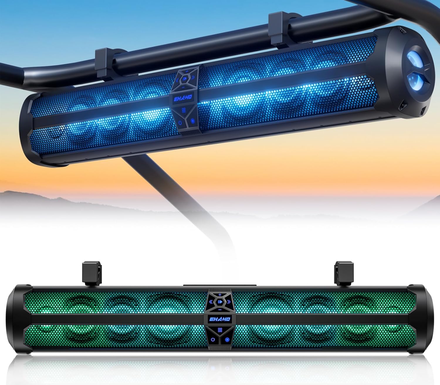 Ehaho Rumble-X Series UTV Sound Bar, 12-Speaker Metal ATV Soundbar BT w/Broadcast Party Mode & Music Sync Multicolor, 36" Golf Cart Sound Bar Compatible with Polaris RZR Can-Am, for 1"- 2" Roll Cage