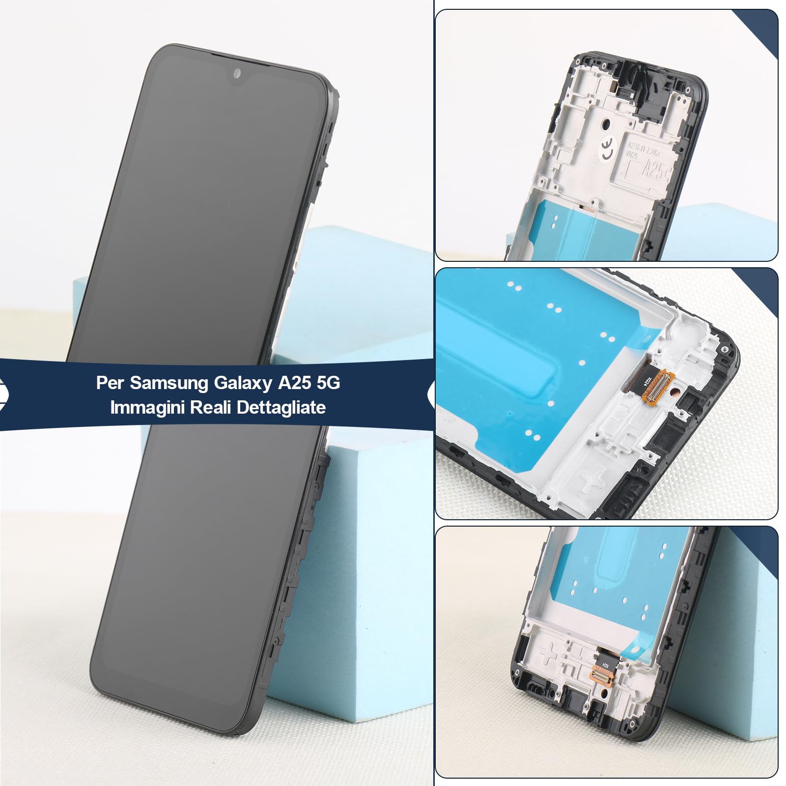 RongZy LCD Schermo per Samsung Galaxy A25 5G Display di Ricambio Touch Screen Digitizer Parti di Riparazione per Samsung Galaxy A25 5G A256B LCD Display con Strumenti(Nero con Cornice, 6.5")