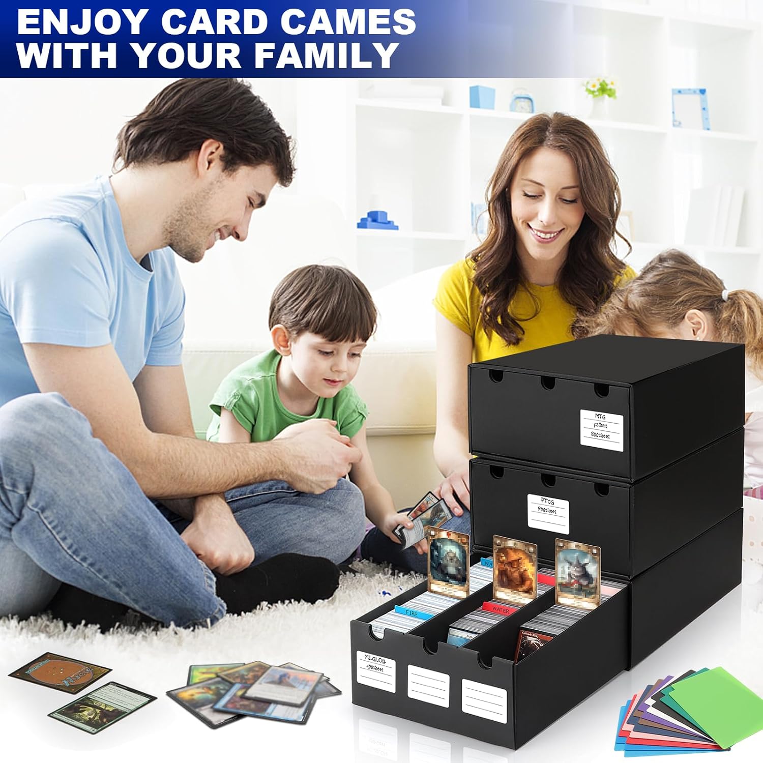 AOBOPLE Trading Card Storage Box,9000+ Cardboard Sports Card Boxes with 48 Card Dividers,Labels and Tape,Baseball Card Boxes Bulk Card Storage for MTG TCG PTCG Sport Cards