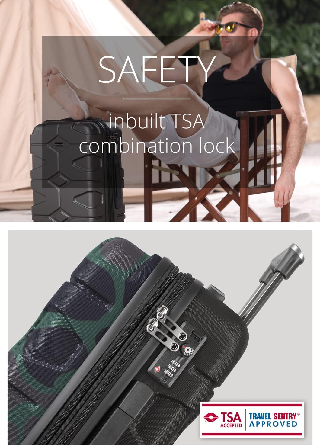 Hauptstadtkoffer - X-Kölln - Hand Luggage Hard Shell Expandable Cabin Trolley TSA Lock, 55 cm, 50 Liter, Camouflage