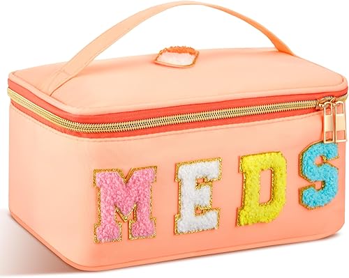 Miniatura 13 de Geetery Bolsa de Maquillaje Transparente de Chenilla con Letras, Bolsa para Medicamentos, Estuches de Viaje Preppy con Parche y Cremallera, Estuche