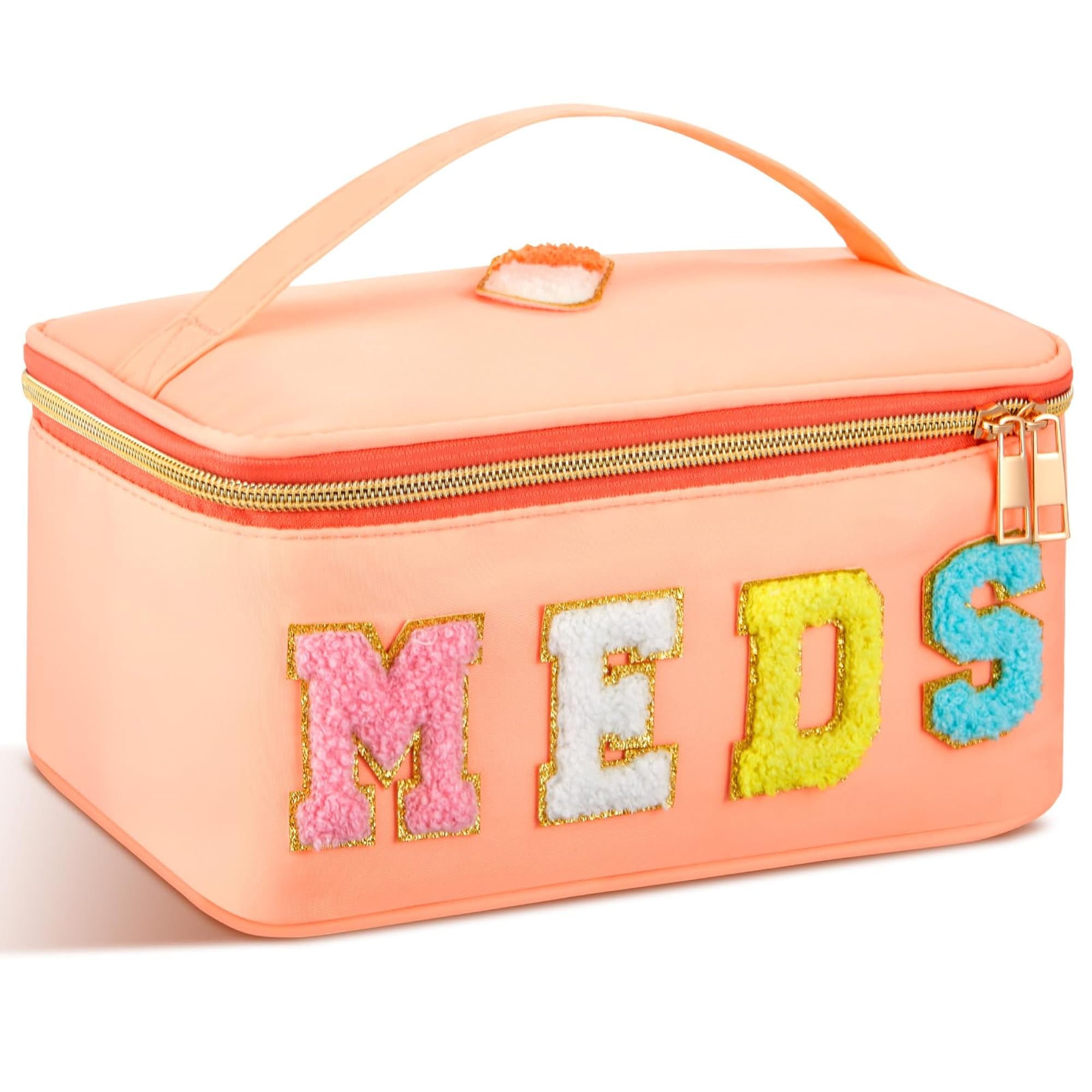 Medicine Bag Clear Travel Case with Chenille, Red