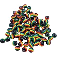 200pcs 8mm Stripe Round Beads,Round DIY Loose Spacer Acrylic Rasta Jamaican Beads Handmade Beads Bracelet Necklace Jewelry Making Accessories Silicone Spacer Beads Black Red Green Yellow