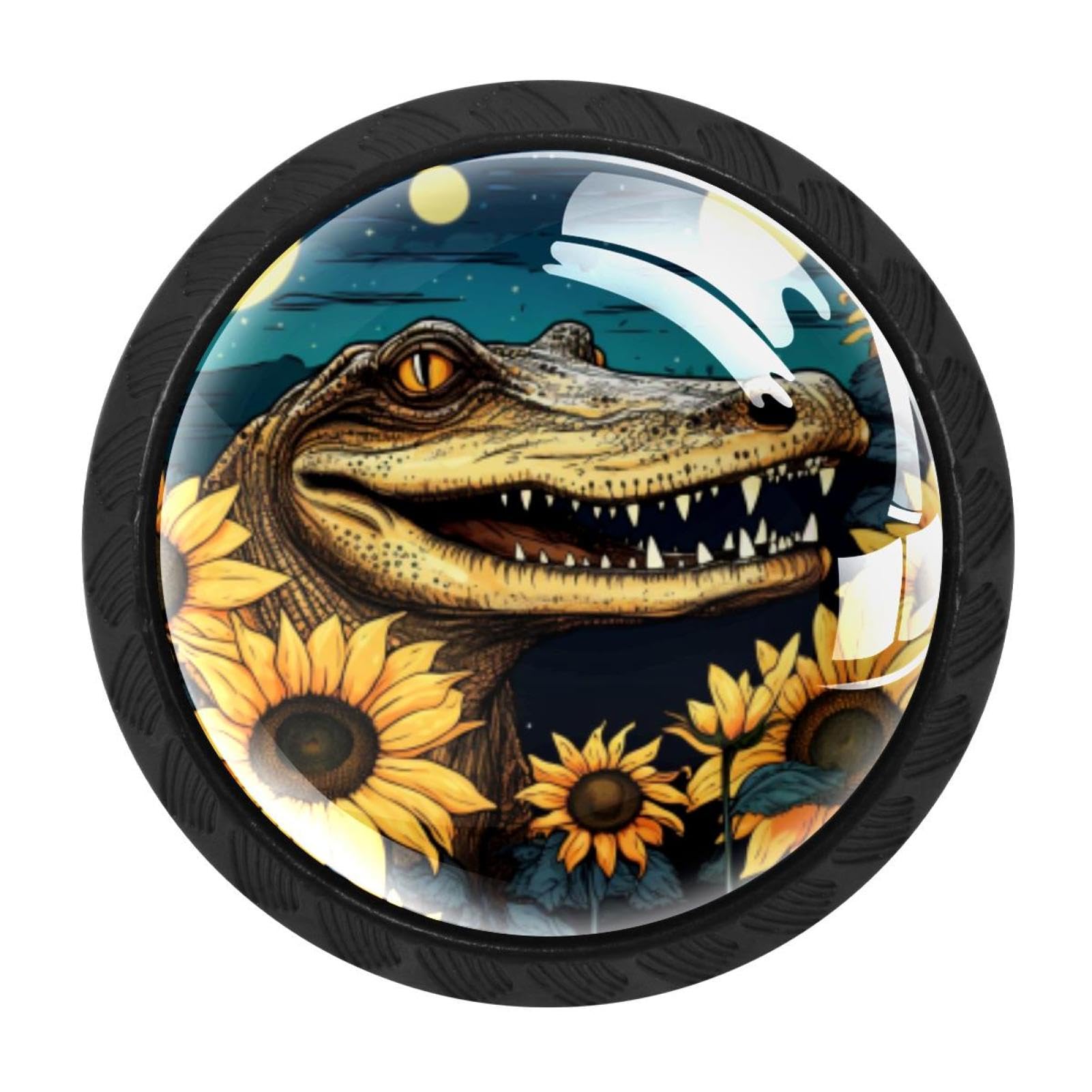 CHENZZZZ 4 Pieces Kitchen Cabinet Knobs Crocodile Starry Sunflower Drawer Knobs Dresser Knobs Drawer Pulls Door Knobs Dresser Drawer Handles Knobs for Dresser Drawers