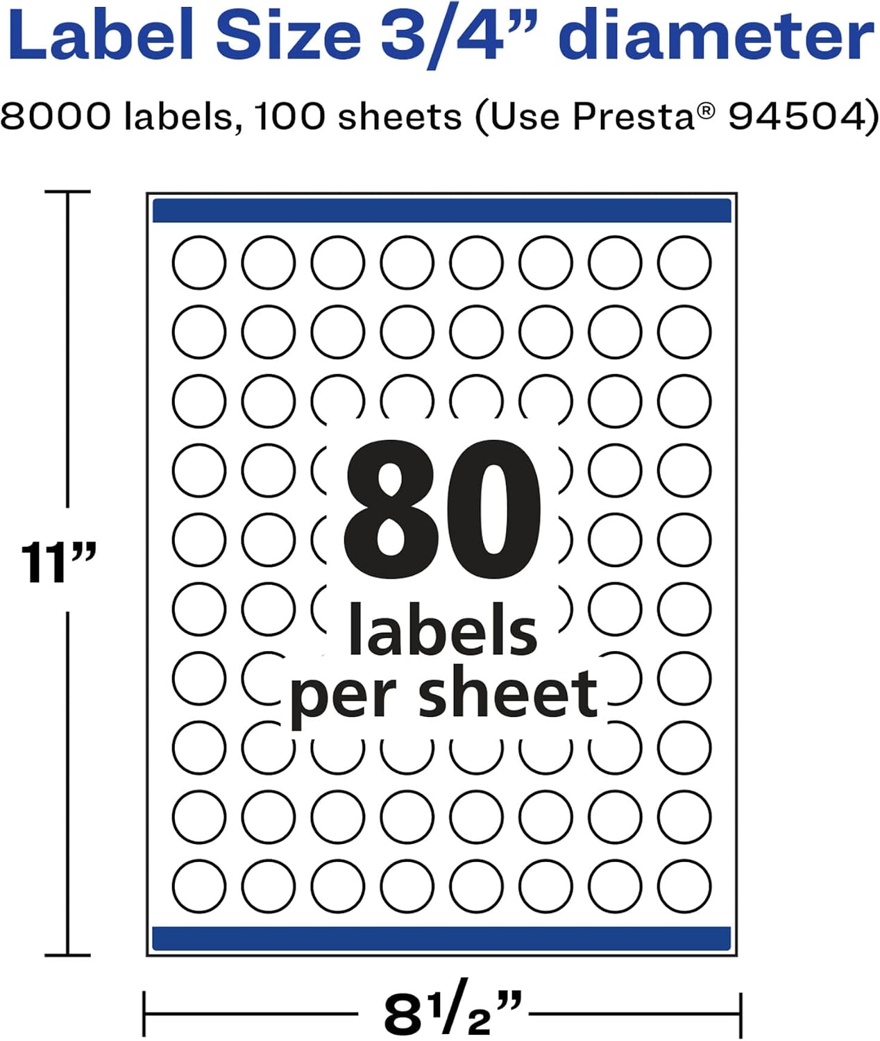 Avery Glossy White Round Labels, Sure Feed Technology, 3/4" Diameter, 8,000 Glossy White Labels, Print-to-The-Edge, Permanent Adhesive, Laser/Inkjet Printable