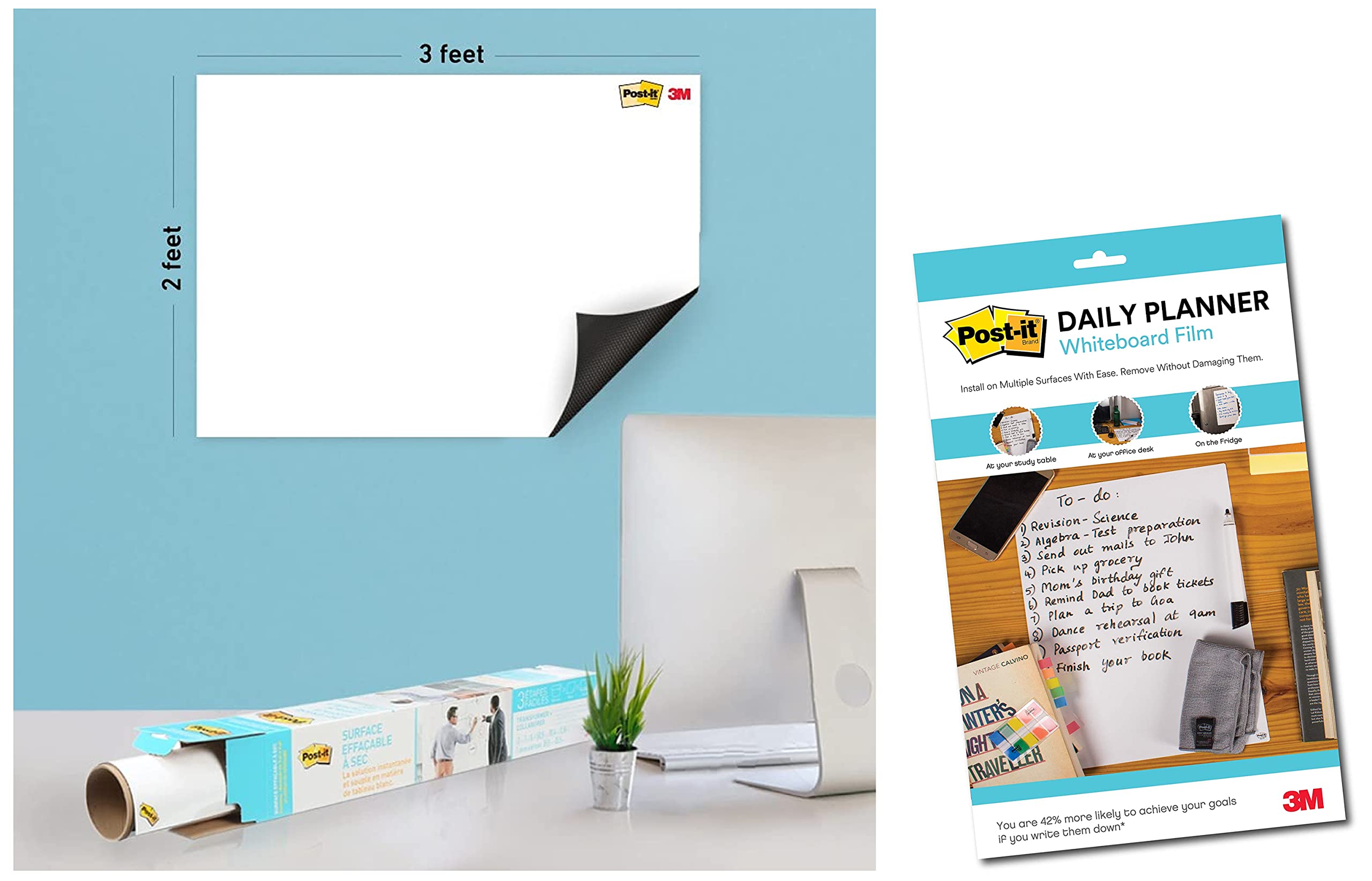 3M Post-it Dry Erase Writing Surface White, 3ft x 2ft & 3M Post-it Dry Erase Writing Surface| White, 7" x 11" | Pack of 2-image-22