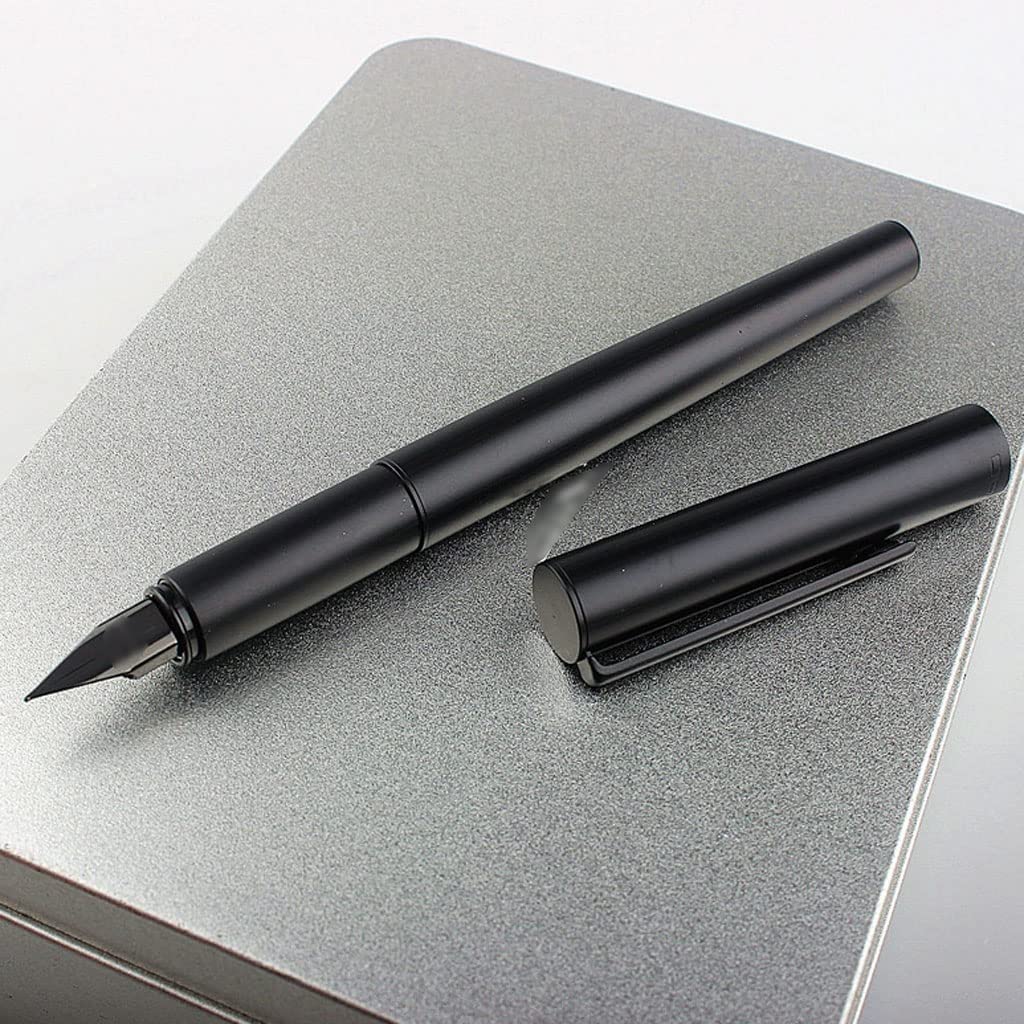 Pluma estilográfica Elegante pluma estilográfica Pluma estilográfica Acero inoxidable 0.38mm Nib Pluma Plumas de tinta Papelería Oficina Material escolar (Color : Black F)