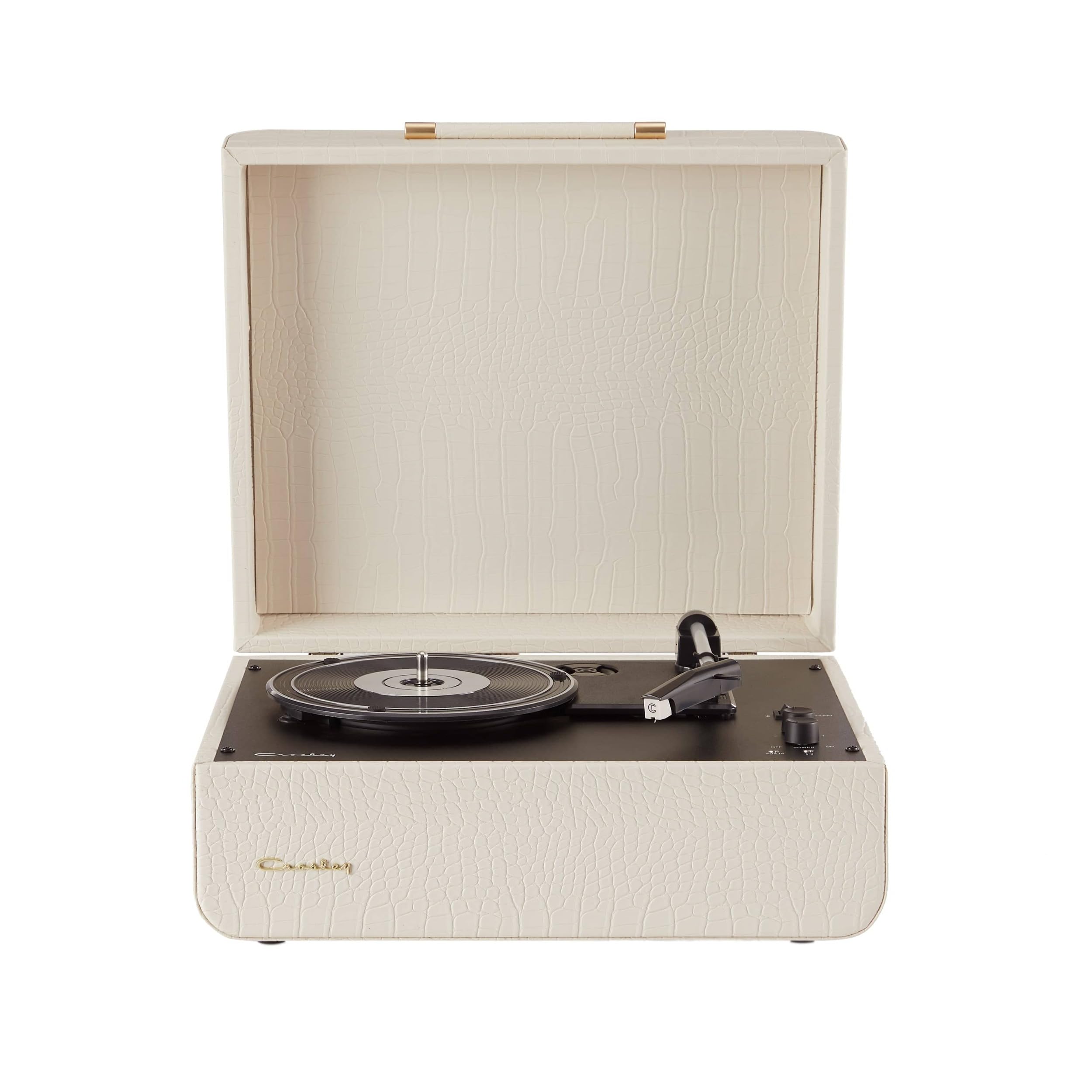 Crosley Mercury Giradischi Vinili con Bluetooth In/out - Giradischi Vintage Design - Lettore di Dischi a 3 Velocità - Per 7", 10" e 12" - Portatile con Custodia Integrata - Crema