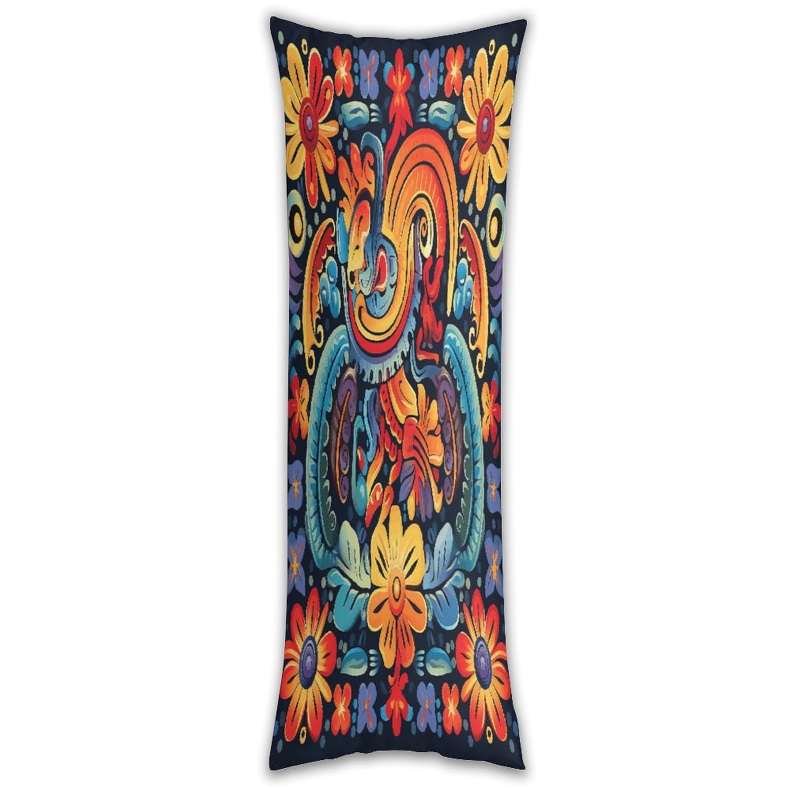 Mexican Pillow Cases Breathable Vertical Long Pillowcase Body Pillowcase with Hidden Zipper Closure Soft and Cozy Pillow Cover 20x54 Inches for Bedroom Couch