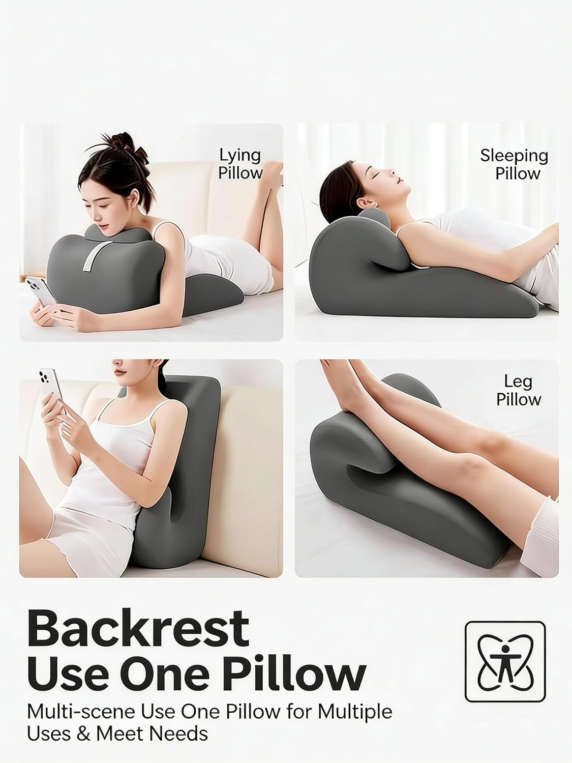 27° Wedge Pillow – Intimacy Pillow & Butt Cushion, Pregnancy Support Pillow, Reading Pillow, Positioning Furniture, Available in Two Styles (Dark Gray, Without Small Pillows)