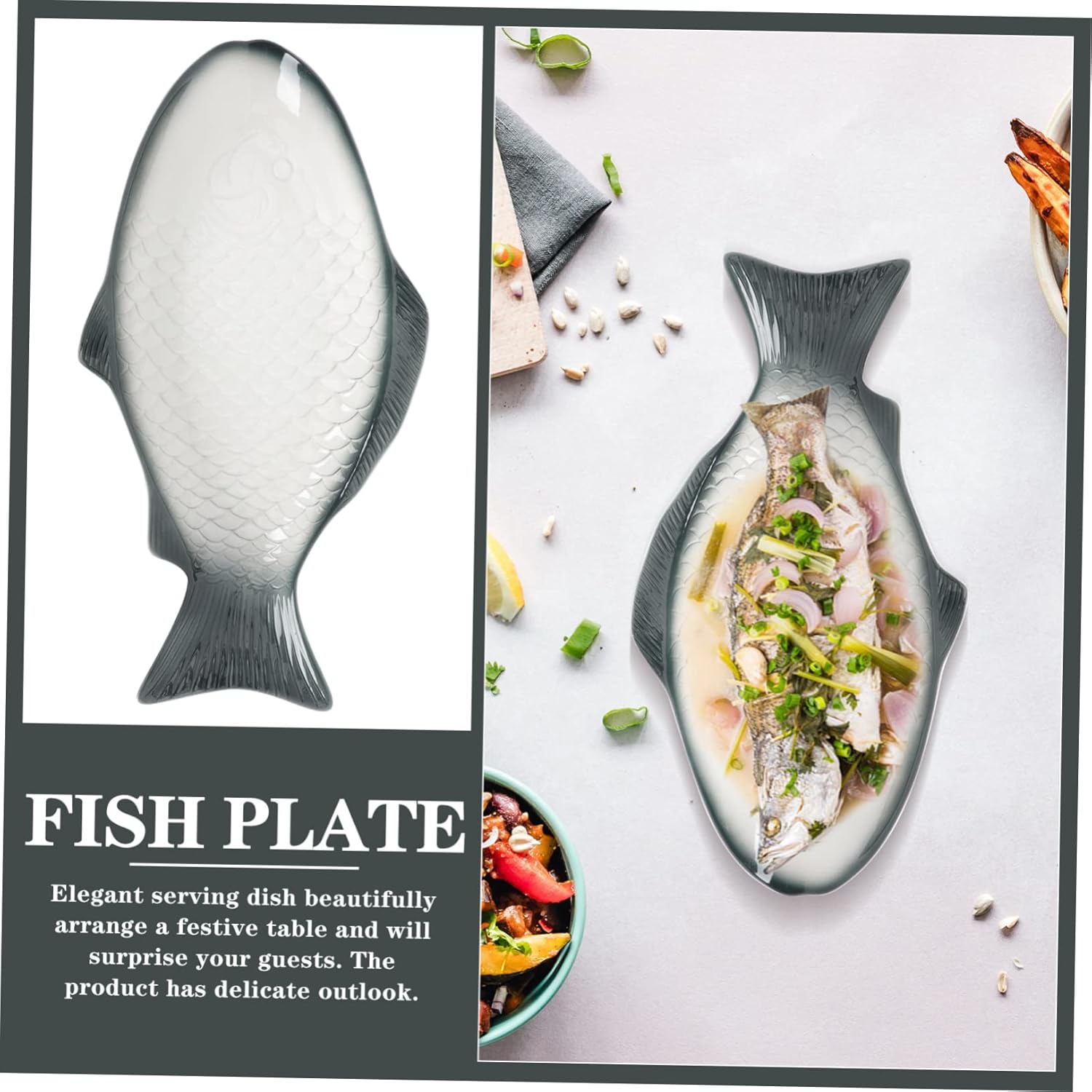 Ceramic Fish-shaped Steaming Dish Decorative Food Plate for Serving Fish Steamer Lightweight and Easy to Clean for Home Dining and Parties