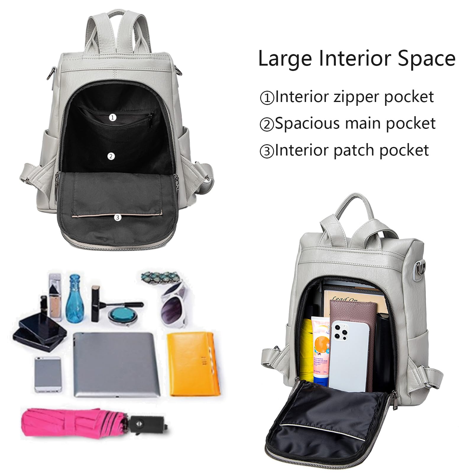 Femme Sacs portés dos Antivol Mode Multifonctionnel Sac à BandoulièRe En Cuir PU VéRitable Mode Dames Sacoche Sacs Marron B