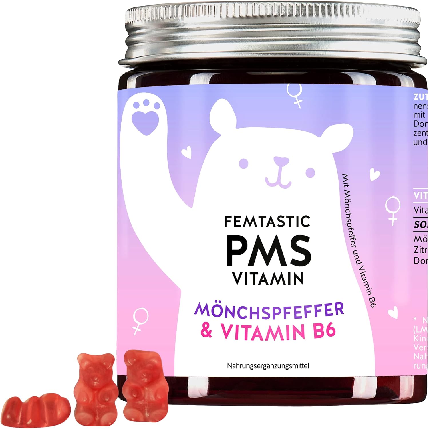 PMS Gummies Mönchspfeffer, Vitamin B6 & Dong Quai Extrakt Vit B6 trägt zur Regulierung