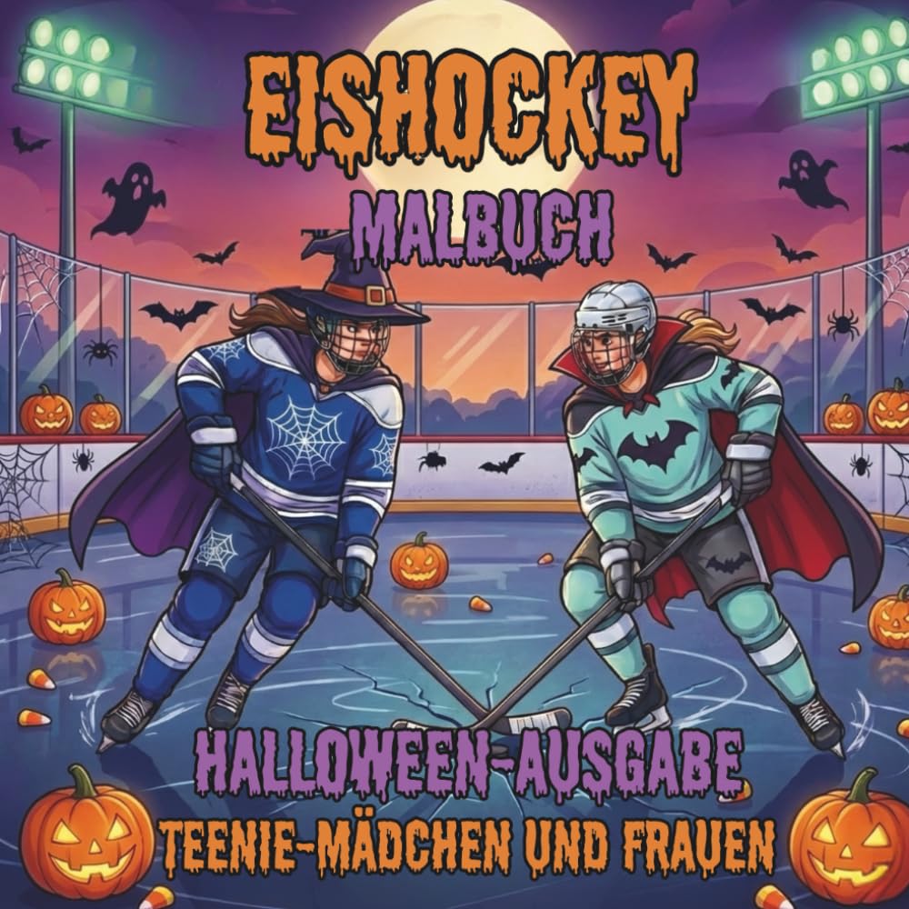 Eishockey. Malbuch. Halloween-Ausgabe. Teenie-Mädchen und Frauen: Schaurig-schöne Eishockey-Momente zu Halloween. Gruseliger Malspaß für ... das ganze Jahr über erleben)