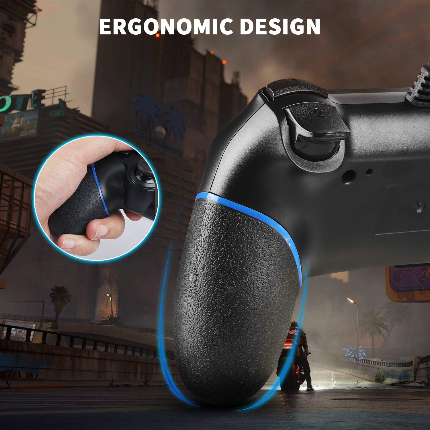 Zexrow Wired Controller per PS-4, USB da 2,1 m Wired Game Controller per Pla-yStation4/Pro/Slim/PC, Gamepad con doppia vibrazione e impugnatura antiscivolo (Nessuna porta audio)
