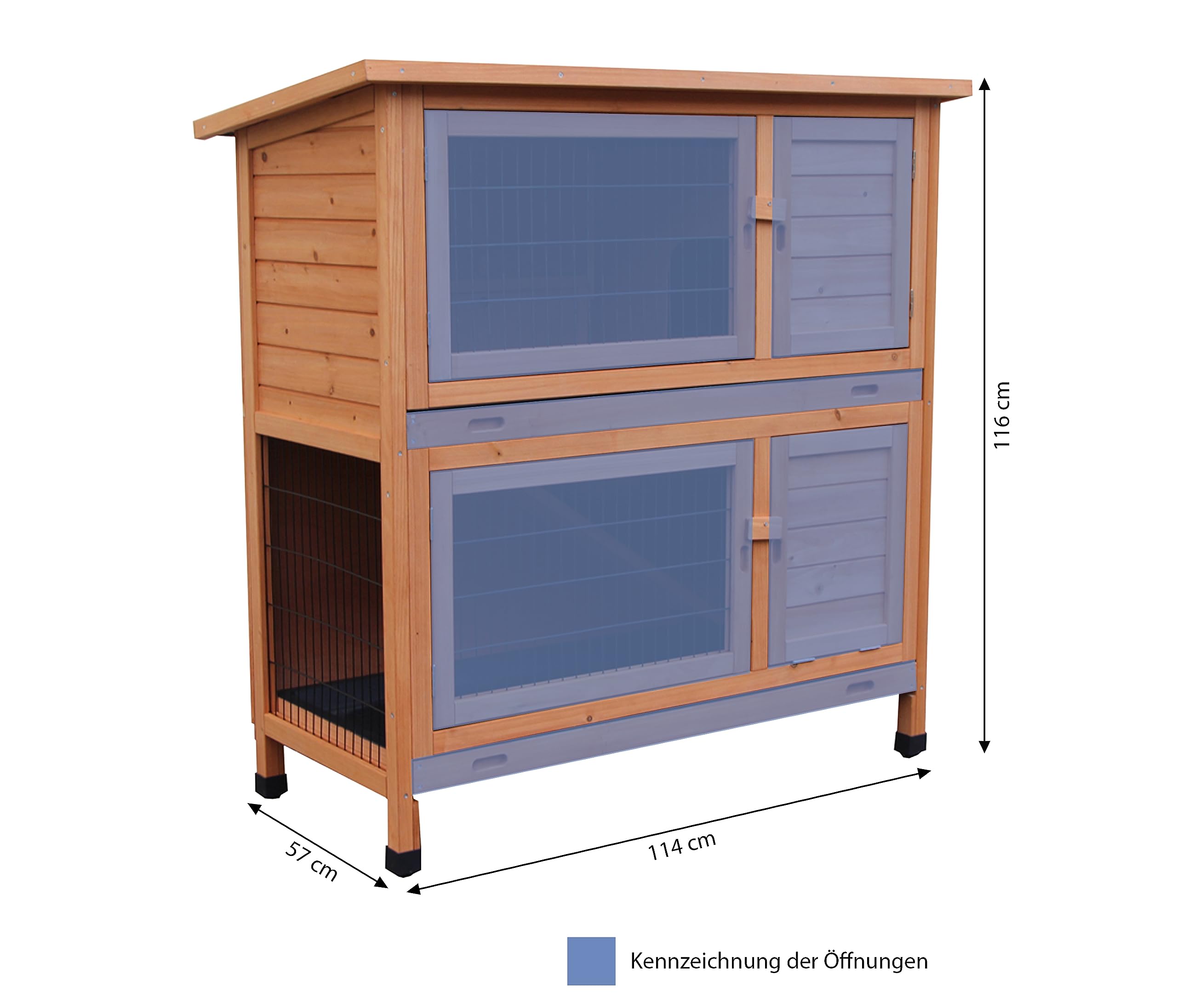 Dehner Kaninchenstall Original, ca. 114 x 57 x 116 cm, Kiefernholz, lasiert, Hellbraun