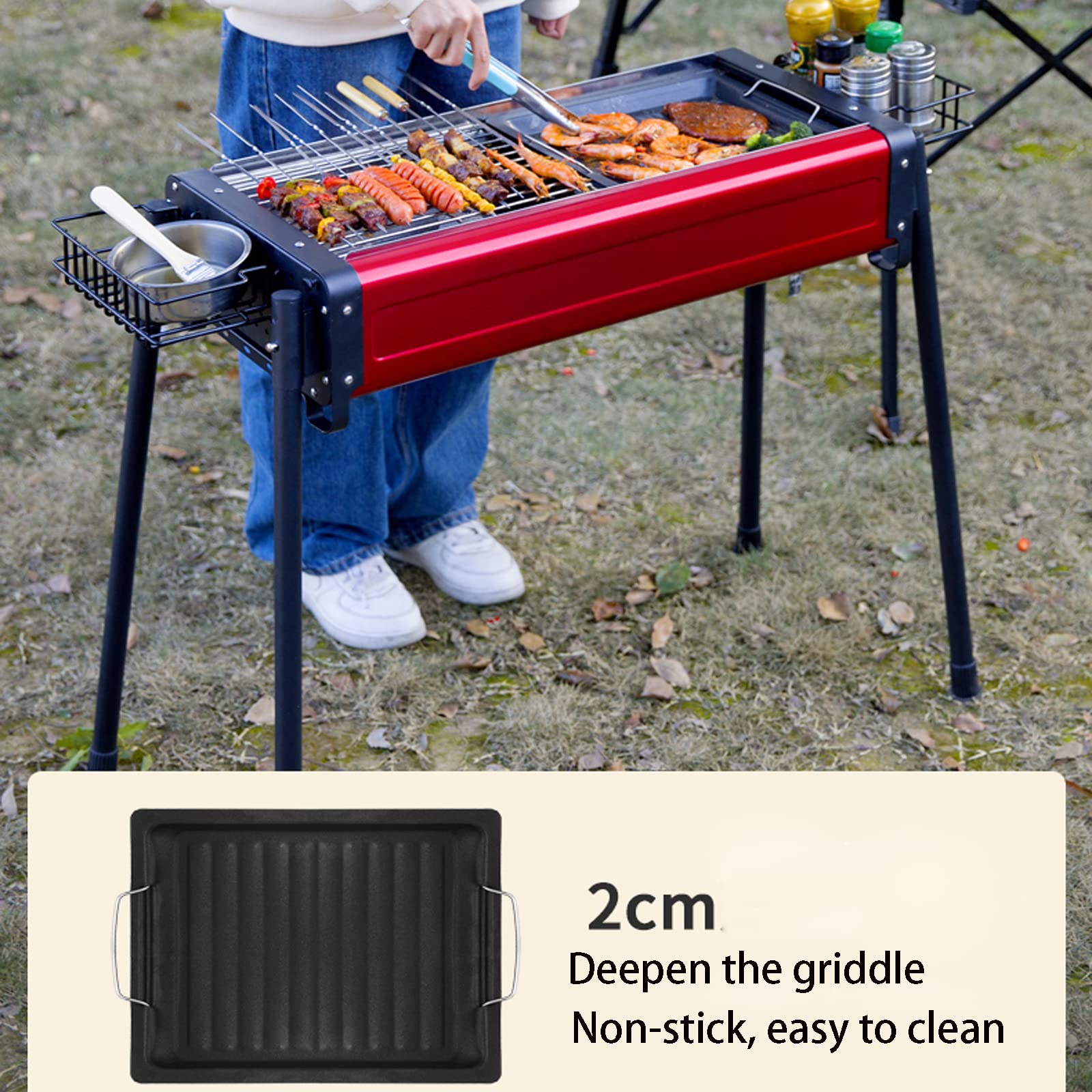 Grill węglowy Trwały grill podróżny przenośny pionowy grill ogrodowy zewnętrzny grill węglowy