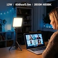 Lumină video LED RaLeno pentru cameră cu baterie reîncărcabilă încorporată, afișaj LCD, reglabilă 3200K-5600K, CRI95, ultra-subțire, pentru YouTube, interviuri și portrete 2