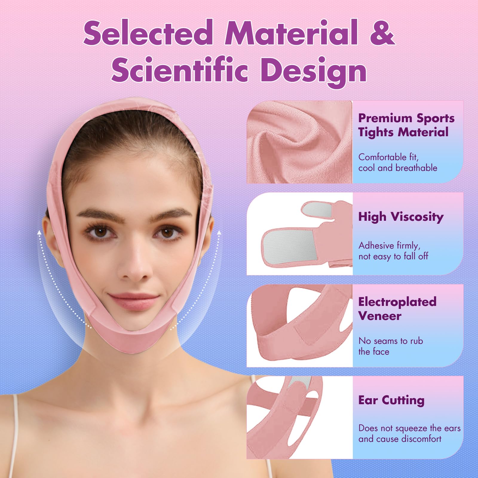2 Pack Adjustable Face Slimming Straps, V-Line Chin Masks
