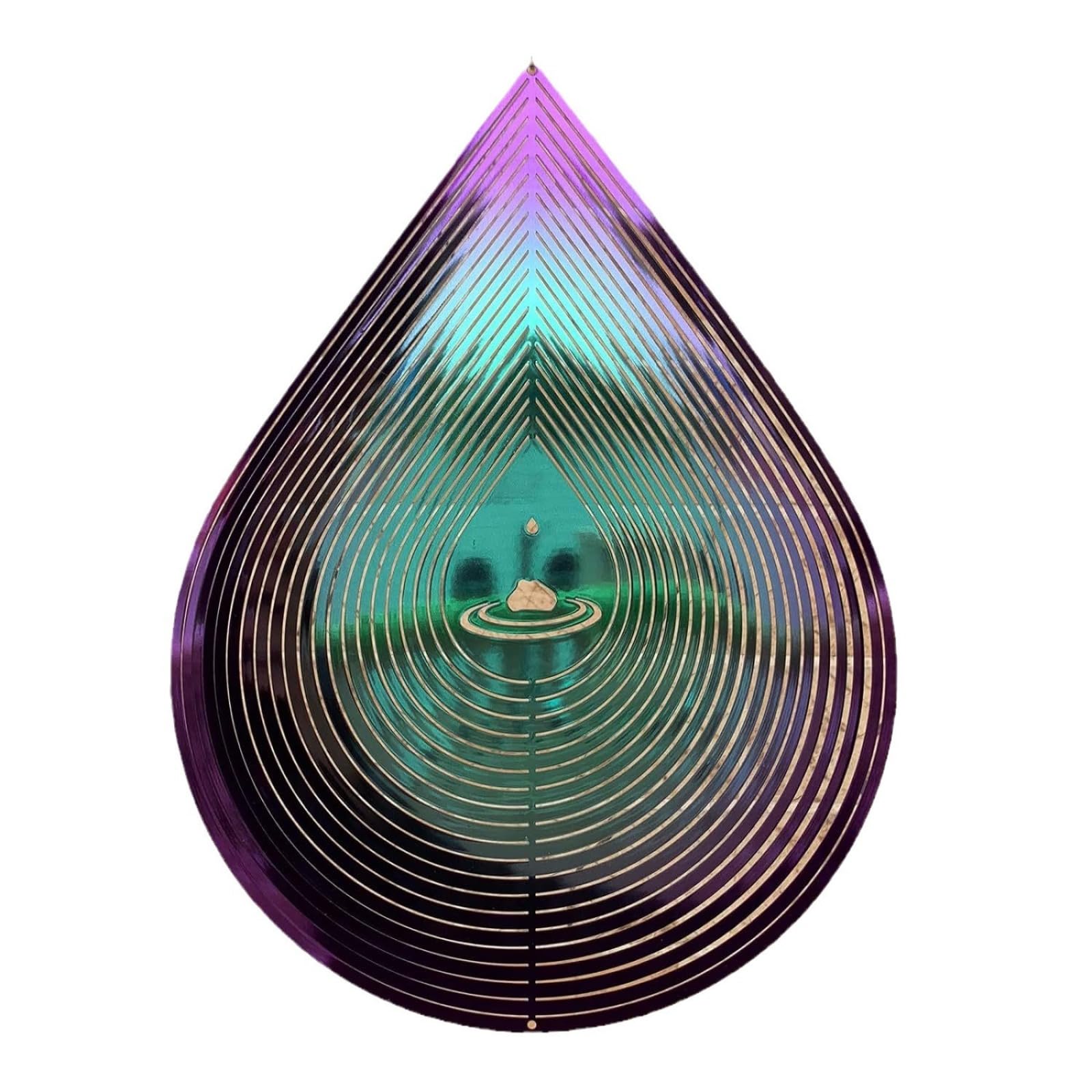 Carillon Éolien Goutte d'eau 3D en métal et sculpture de vent rotative pour suspendre au jardin
