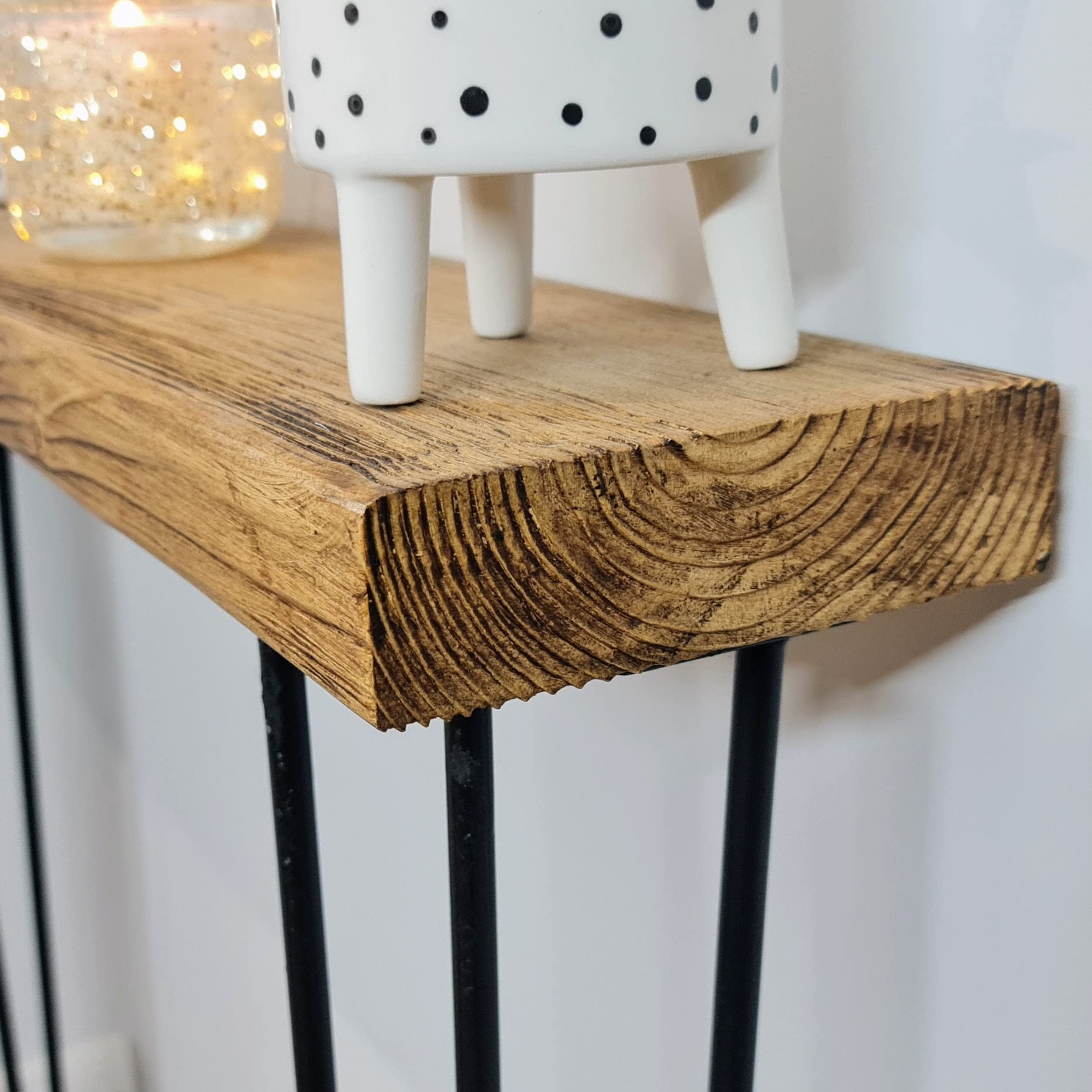 Rustic Console Table Radiator Shelf; Narrow Hallway Sideboard with