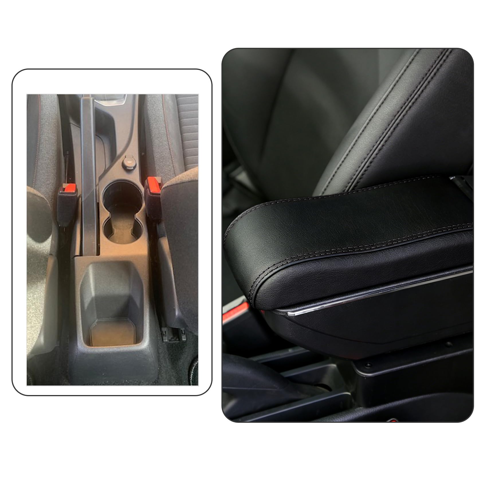 YJYWZH Accoudoir pour Peugeot 208/2008 2019-2026 Centrale Console Rangement | avec Porte-gobelet,Accoudoir console centrale,Double rangement,Cuir PU,Installation facile,Accessoire voiture intérieur,Noir
