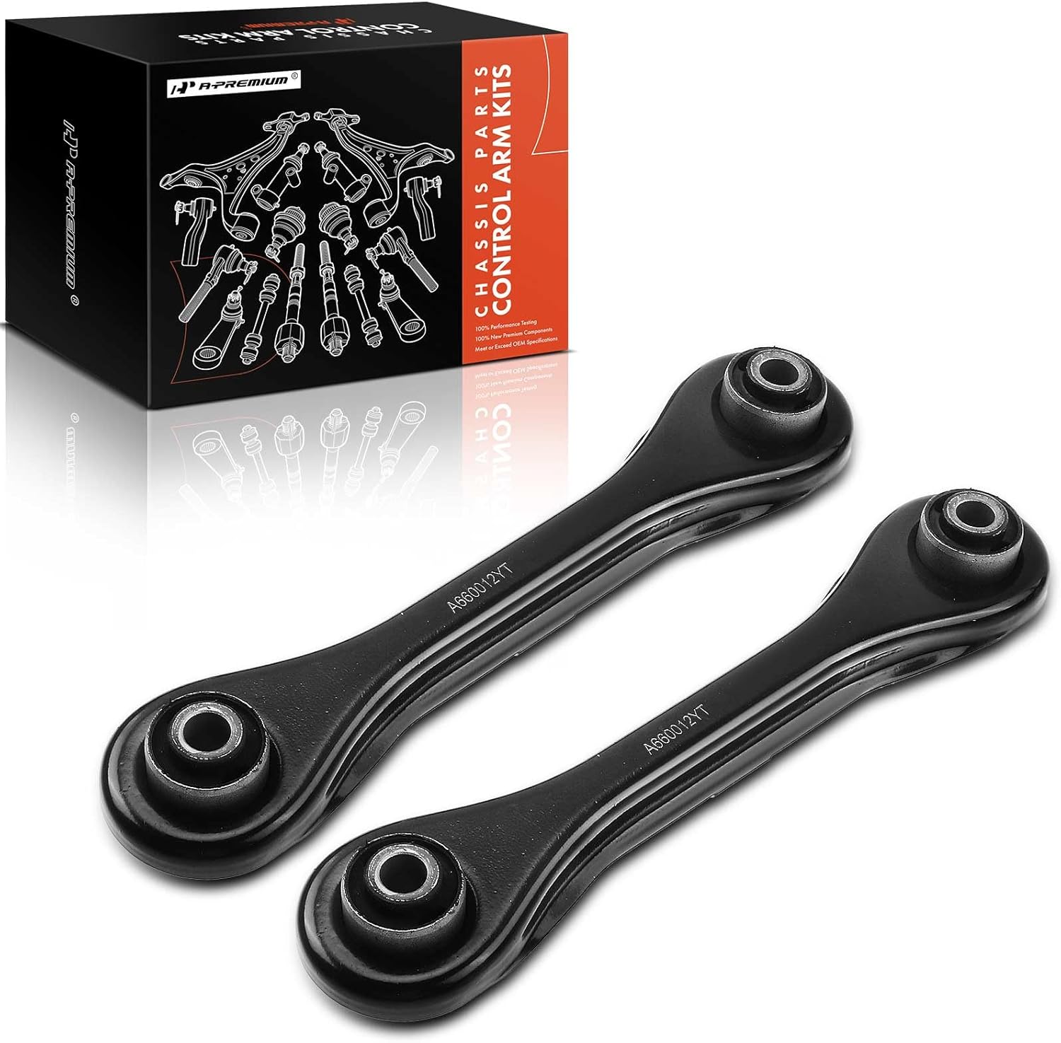 A-Premium 2 x Rear Forward Lower Control Arms, with Bushing, Compatible with Ford Focus 00-18, C-Max 13-18, Volvo C70 06-13, C30 07-13, S40 04-11, V50 05-11, FWD Only