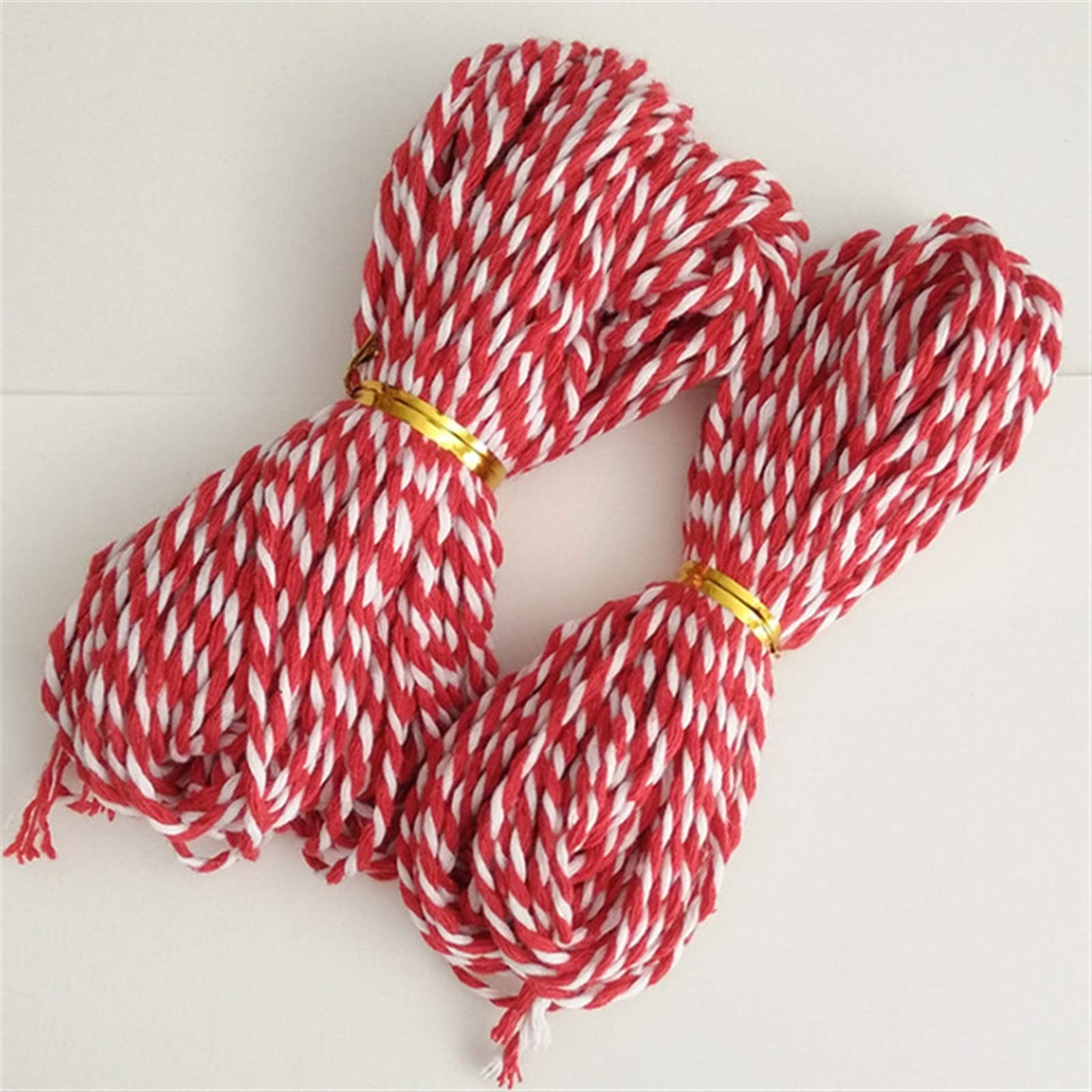 Zkenshan-Natural Jute Twine 30/60 Feet Burlap Jute Twine Cord Hemp Rope String, Red Gift Packing Strings Christmas Event Party Supplies, Natural Jute Fiber (Color : Red White 30feet)