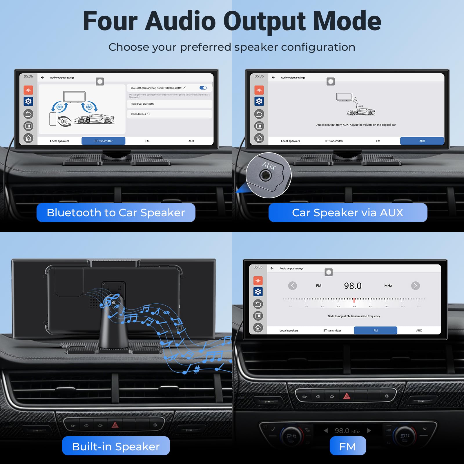 Wyświetlacz samochodowy 10,25" z funkcją CarPlay i Android Auto, zintegrowany Netflix i YouTube, kamera cofania HD, Dual Band WLAN, funkcja dzielonego ekranu, ekran In-Cell