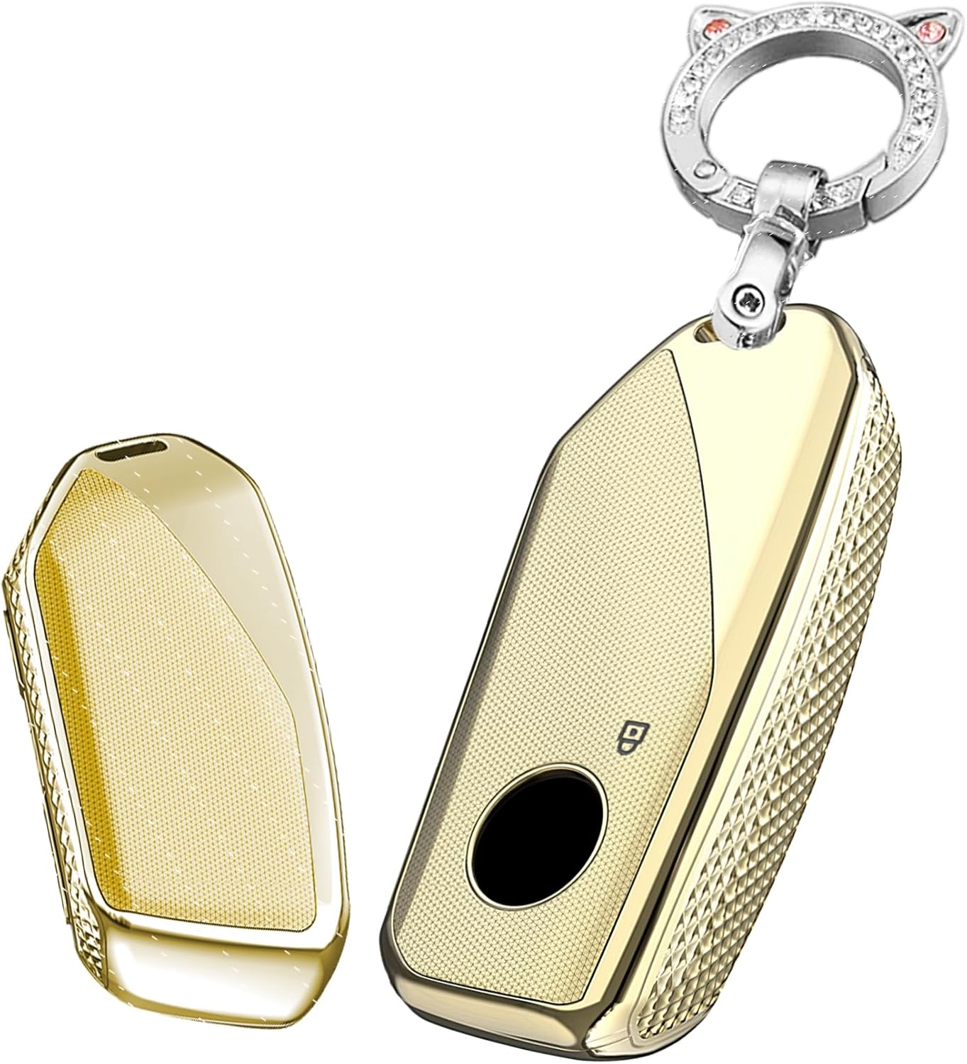 SANRILY PC Plating Smart Key Fob Cover Compatible with BMW X5 X6 X2 i5 2024-up X7 X1 3 Series 7 Series iX i4 i5 i7 2023-up Keyless Key Fob Case Shell with Bling Keychain Silver