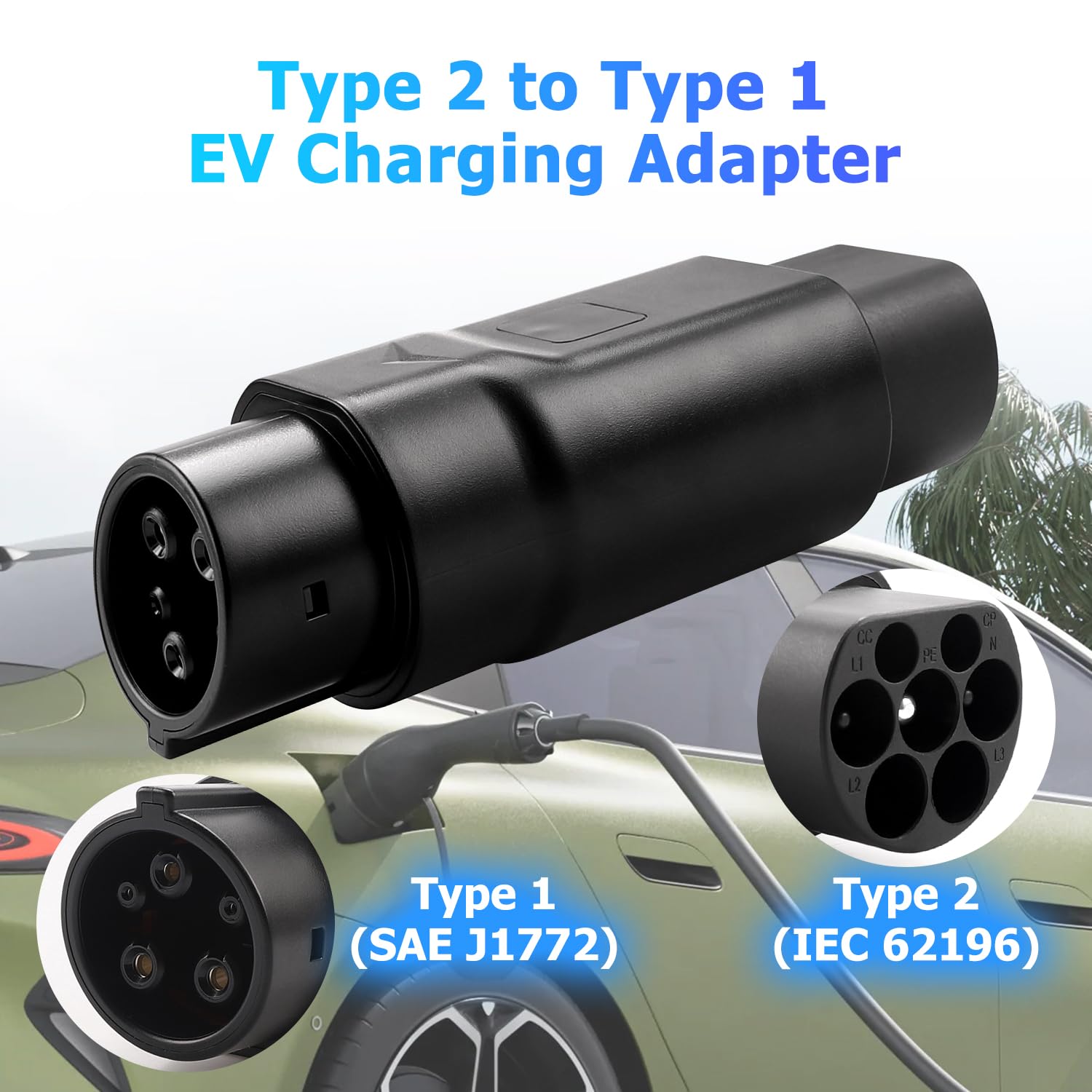 Erato Typ 2 do typu 1 adapter do ładowania EV Konwerter 32 A AC