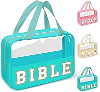 Vista 13 de izuzta Bolsas de maquillaje transparentes con letras de chenilla tipo tote, bolsa de maquillaje preppy con asa, Moda