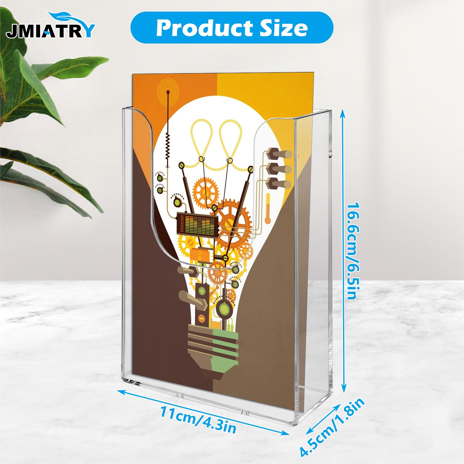 JMIATRY 6 Pack A6 Wall Mounted Document Holder, Small Clear Portrait Wall Mountable Menu Leaflet Holder - Image 2